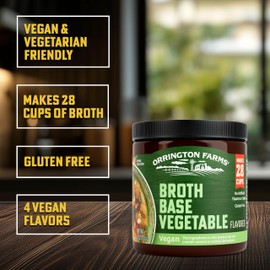 Orrington Farm Vegan Vegetable Flavored Broth Base, Bring Flavor to Your Favorite Soups & Stews, Gluten Free, No Artificial Flavors or Colors, Vegetarian Friendly, Easy-to-Use, 6oz Jar