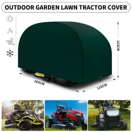 PATIO PLUS Ride on Lawn Mower Cover,Outdoor Garden Lawn Tractor Cover，High-quality Polyethylene fabric material Waterproof, Windproof, Anti-UV, 110 x 165 x 103 cm (Green)