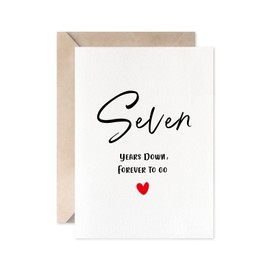 MAGJUCHE 7th Anniversary Card, Seven Years Down Forever To Go, Romantic Valentines Day Wedding Card For Husband Wife