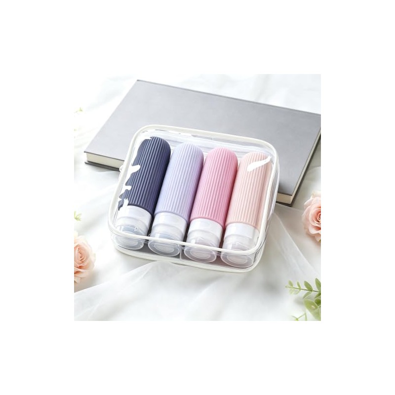4 Pcs Botellas de Viaje de Silicona, Accesorio Portátil de