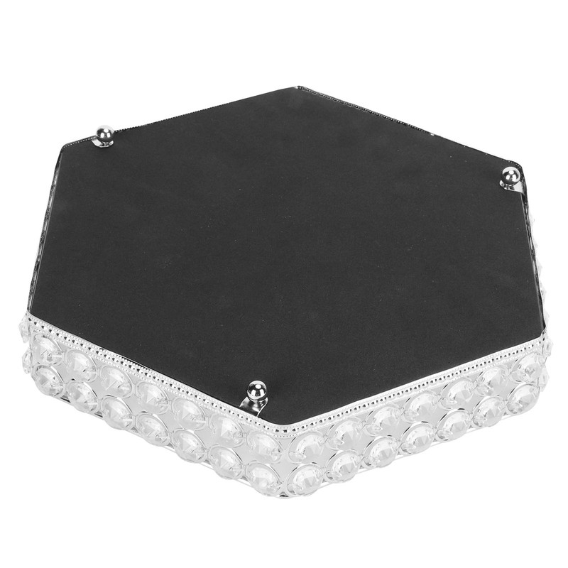 Crystal Tray Mirror Hex Shaped Multifunctional Dessert Pastry Fruit Storage