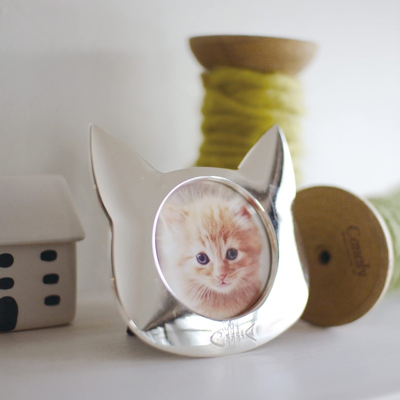 Coco Silver Cat Photo Frame, Interior Frame, Stylish, Silver, Cat,