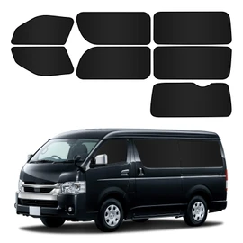 BLUESEATEC Blackout Curtains for Toyota HiAce 200 Series Standard Body, Magnetic Design for Easy Attachment and Removal, Compatible with Models from August 2016 to Present, Vehicle-Specific Design,