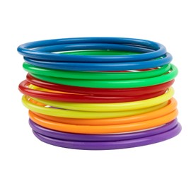 WOFEU Pack of 12 Plastic Toss Rings for Ring Toss Game, Small Toss Rings Indoor, Outdoor, Children's Target Practice Games, Party Favour Games, Carnival, Garden (6 Colours - 12 cm)
