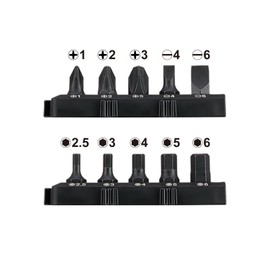 VESSEL Bit Set 10-Piece Plus/Minus/Hex +1, +2, +3, -4, -6, H2.5, H3, H4, H5, H6 x 18mm TD-BS23