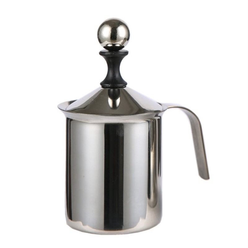 400cc Manual Milk Creamer Frother Double Layer Filter Stainless Steel