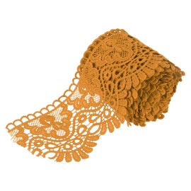 sourcing map 4 Inch Wide 5 Yard Lace Ribbon Floral Pattern Dull Gold Lace Trim Ribbon Milk Silk Lace Trim for Sewing Making, DIY Crafts,Gift Wrapping, Wedding Decor