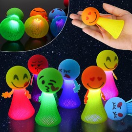 LED Feather Light Jumping Toy, Pack of 12 LED Spring Launchers Toys, LED Light Toy Children's Birthday Party Bags, Jumping Toy LED, Christmas Gifts for 3-15 Years Children