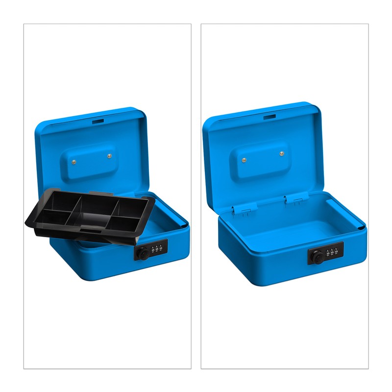Relaxdays Cash Box, 3-Digit Number Combination, Coin Insert, Iron Money