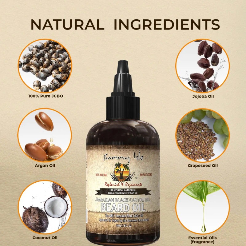 Sunny Isle Jamaican Black Castor Oil Barba Oil, 4 Oz.