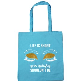 Hippowarehouse Life is short your eyelashes shouldn't be - Glitter Tote Shopping Gym Beach Bag 42cm x38cm, 10 litres