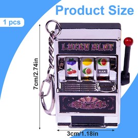 WUSJCOF Mini Gambling Slot Machine Keyring, Mini Casino Lucky Charm Jackpot Keyring, Creative Car Decoration Keyring, Kids Funny Gag Toys for Boys Men (Silver)