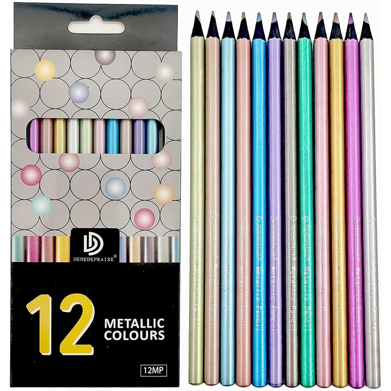 Metallic Colouring Pencils Drawing Pen 12 Colors