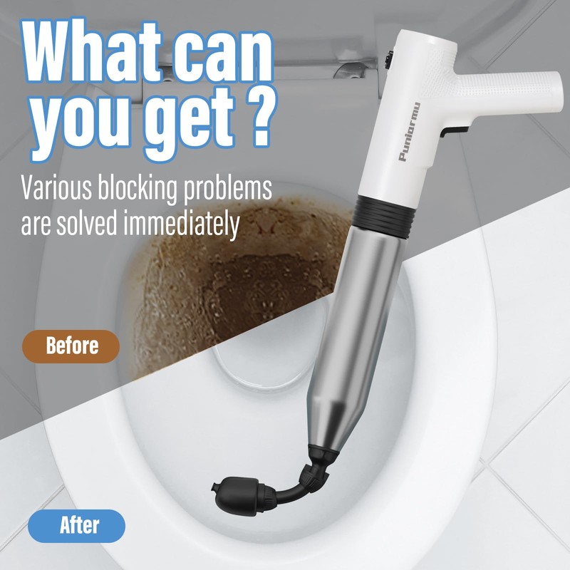 Electric Toilet Plunger,Unclog In One Shot,Remover For Bathroom,Kitchen Pipes Clog,High