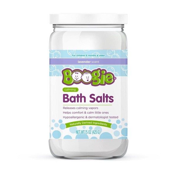 Kids Bath Salts by The Makers of Boogie Wipes, Boogie Fizzies, Calming Bath Salts, Naturally Derived, Made with Natural Essential Oils, Lavender, 15 oz, Pack of 1