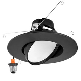 Maxxima 5 in. and 6 in. Rotatable LED Retrofit Downlight Gimbal, 1150 Lumens, 11 Watts, 5 CCT 2700K/3000K/3500K/4000K/5000K, Dimmable, Aluminum Black Trim