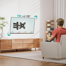 WALI WALI TV Wall Mount Articulating LCD Monitor Full Motion 15 inch Extension Arm Tilt Swivel for Most 13 to 32 inch LED TV Flat Panel Screen with Mounting Holes up to 100x100mm (1330LM), Black