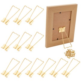 FINGERINSPIRE 12 PCS Gold Metal Photo Frame Easel Back Stand 4.33x1.45inch Trapezoid Iron Picture Frame Supports with 24 PCS Screws for Tabletop Photo Frames, Picture Displays and Home Decoration