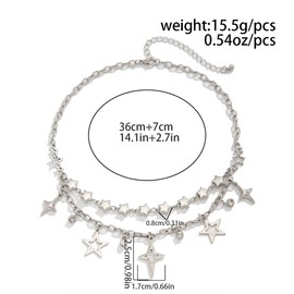 Quivox Silver Y2k Star Necklace for Women,Cute Pentagram Pendant Choker Necklaces Rhinestone Celestial Necklace,Aesthetic Grunge Statement CZ Jewelry Gifts (Silver)