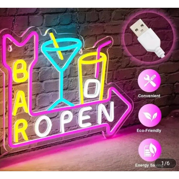 Outdoor Options Co Bar Open LED Light Sign Eco friendly