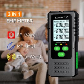 EMF Meter, 3 in1 Electromagnetic Electric Magnetic Radio Frequency Field Detector Hand-held Digital LCD EMF Detector, Great Tester for Home EMF Inspections, Office, Outdoor with a 9V Battery (RD630)