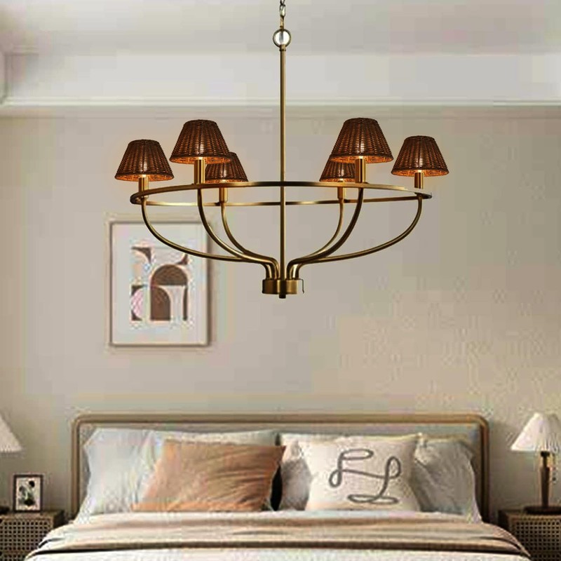 mini lampshades set of 3,Lamp Shade Rattan Clip-On shades,empire/barrel shape,woven