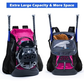 VIGEGARI Baseball Bag Softball Bat Bag - Baseball Backpack Adult with Gear Klip To Hold Baseball Glove, Baseball Essential Gear - Youth Baseball Bag for Boys, Girls, Baseball Accessories