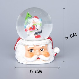 Christmas Mini Snowglobe Water Ball Snow Dome Features Santa,Reindeer,Snowman Scene Resin Santa Face Base - 5.5x7cm - Christmas Table Mantel Decorations