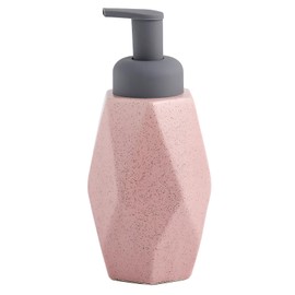 LuxFlowing - Dispensador de jabón espumoso con bomba, pequeño dispensador de loción de cerámica simple estilo geométrico para fregadero de cocina, baño (rosa)