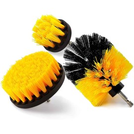 Drill Brush Attachment Set, Power Scrub Brush for Cleaning, All Purpose Scrubber Brushes for Bathroom Kitchen Surface, Grout, Tub, Shower, Tile, Corners, Car-Yellow