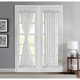 Warm Home Designs White French Door Curtains Set of 2. 50 x 72 Privacy Door Curtain Panels Made from Printed Velvet Fabric. Front Door Curtains for Door Window Come with 2 Tie-Backs. IFD White 50x72