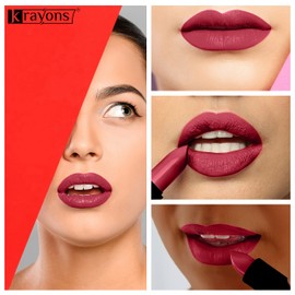 Krayons Cute Pop Matte Lipstick, Waterproof, Longlasting,Orange Tango, Cherry Maroon, 3.5gm Each (Pack of 2)