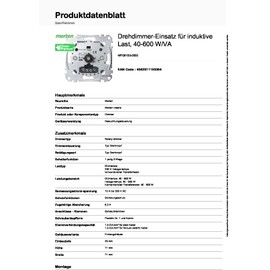 Merten MEG5133 Rotary Dimmer Insert for Inductive Load, 600 W/VA