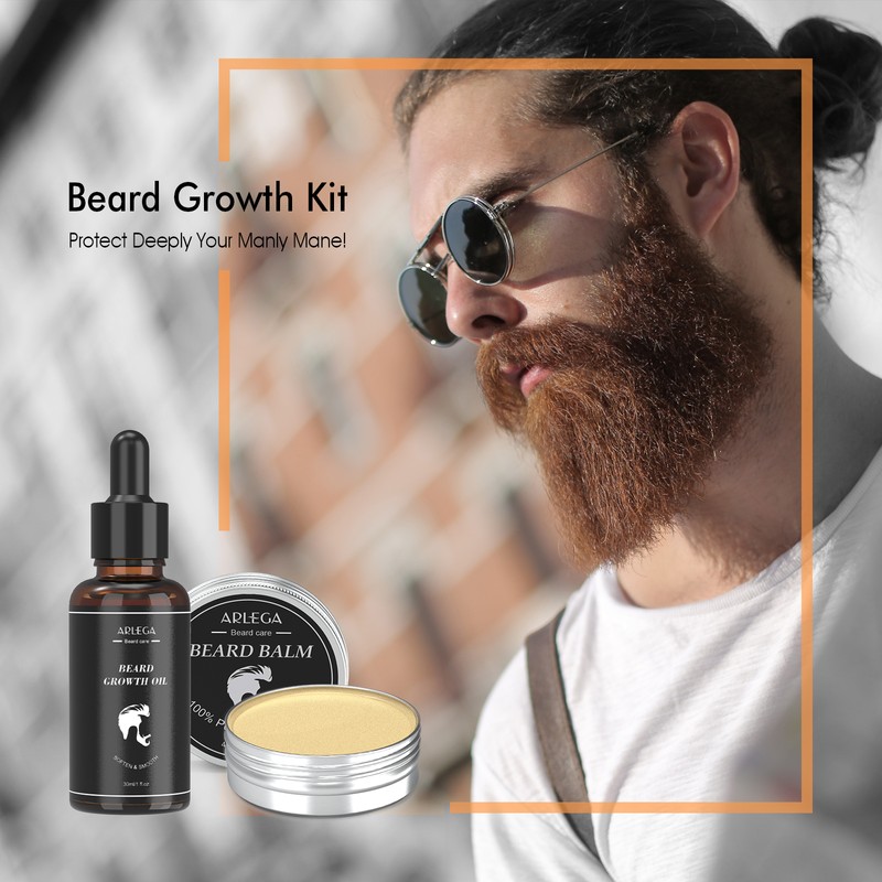 Arlega 5 In 1 Beard Growth Kit, Beard Oil, Beard