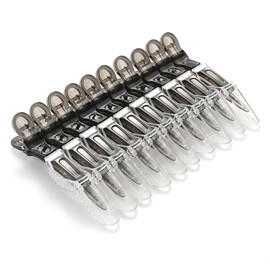 10pcs/set Multicolor Croc Clips Transparent Plastic Hairdresser Clip Hair Styling Sectioning Barrettes Non Slip Alligator Clip Salon DIY Accessories Hairpins for Women and Girls(10pcs-Black)