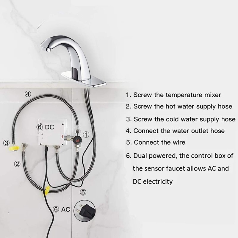 Electronic Bathroom Faucet Automatic Sensor Touchless Bathroom Sink Faucet Chrome,