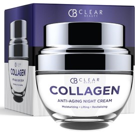 Clear Beauty Crema Hidratante Facial Nocturna de Colágeno - Reduce Arrugas y Líneas Finas, Crema de Noche - Cuidado de la Piel Coreano sin Crueldad para Todo Tipo, Clear Beauty, SKIN_MOISTURIZER, Crem