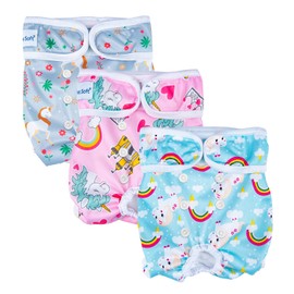 Pet Soft Female Dog Diapers, 3Pack Washable Dog Diapers Female for Dog in Heat Reusable Dog Period Panties, Puppy Diapers Female (Animals, M)