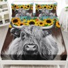 Axolotl Highland Cow Flower Fitted Sheet Twin Size,Bull Cattle Sheet