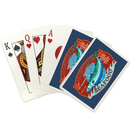 Lantern Press Monterey, California, Seafood, Vintage Sign, (52 Playing Cards, Poker Size Card Deck with Jokers)