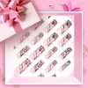 QQPPOLIU Long Press on Square Nails,Pink Fake Nails with Striped