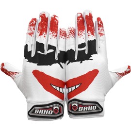 Joker Football Gloves - Tacky Grip Skin Tight Enhanced Performance Football Gloves - Jester Pro Elite Super Sticky Receiver American Football Gloves - Adult & Youth Sizes (Youth - M/L)