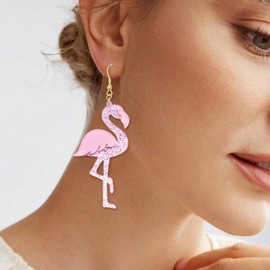 Christmas Flamingo Earrings for Women Christmas Tree Dangle Earrings Snowflake Santa Candy Cane Snowman Penguin Earrings Holiday Winter Earrings Christmas Stocking Stuffers Gifts