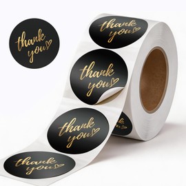 Thank You Stickers 500 Pack 1.5 Inch Round Thank You Stickers Roll, Thank You Labels for Small Business,Ideal for Packaging,Customers,Handmade Goods,Durable Easy Peel