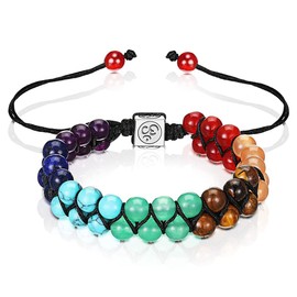 WULILONG 7 Chakra Crystal Bracelet Reiki Healing Crystal Gemstone Yoga Stone Beaded Braided Bracelet Bracelets for Women Birthday Christmas Jewellery Gifts (#3)