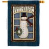 Breeze Decor H114164 Happy Holidays Snowman Vertical House Flag, 28"
