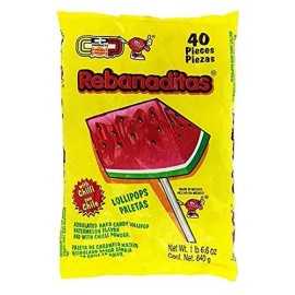 Vero Mexican Flavor Hard Candy Lollipops 40 Count Watermelon Chili Treats