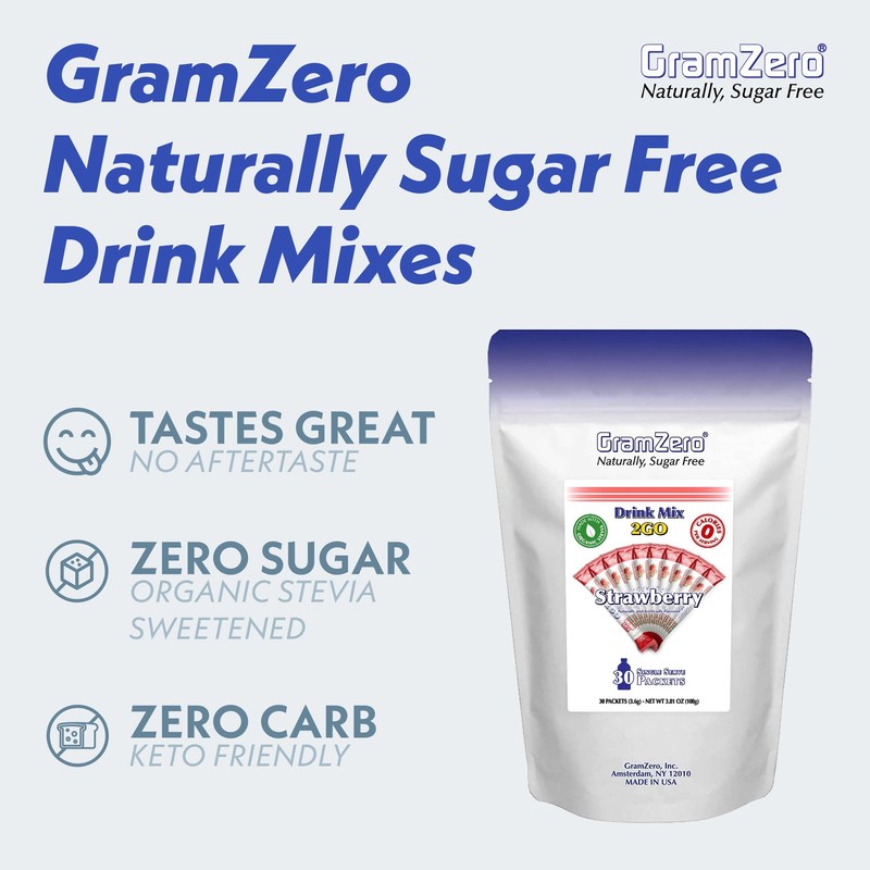 GramZero 2GO Sticks - Strawberry, Zero Calorie Sugar Free Drink