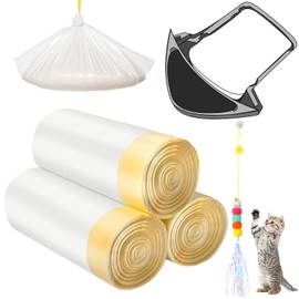 Waste Drawer Liners Bags Replacement Compatible with Litter-Robot 3/4, 60 Count Thickened Heavy Duty Cat Liner Bags with Drawstring 10-12 Gallons of Capacity