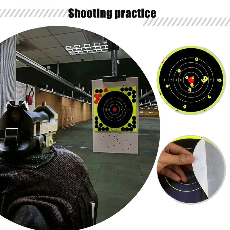 60 Sheets Reactive Shooting Target, 8 in Bullseye Reactive Shooting